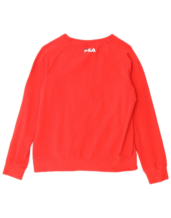 Fila Womens Graphic Sweatshirt Jumper UK 10 Small Red Cotton