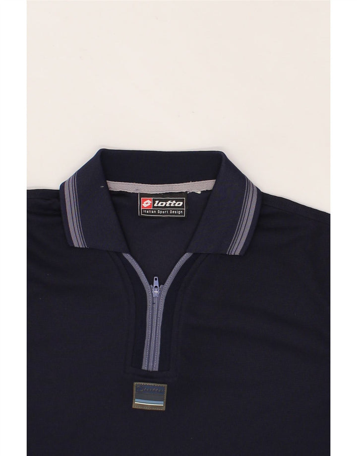 LOTTO Mens Polo Shirt UK 36/38 Small Navy Blue Polyester Vintage Lotto and Second-Hand Lotto from Messina Hembry 