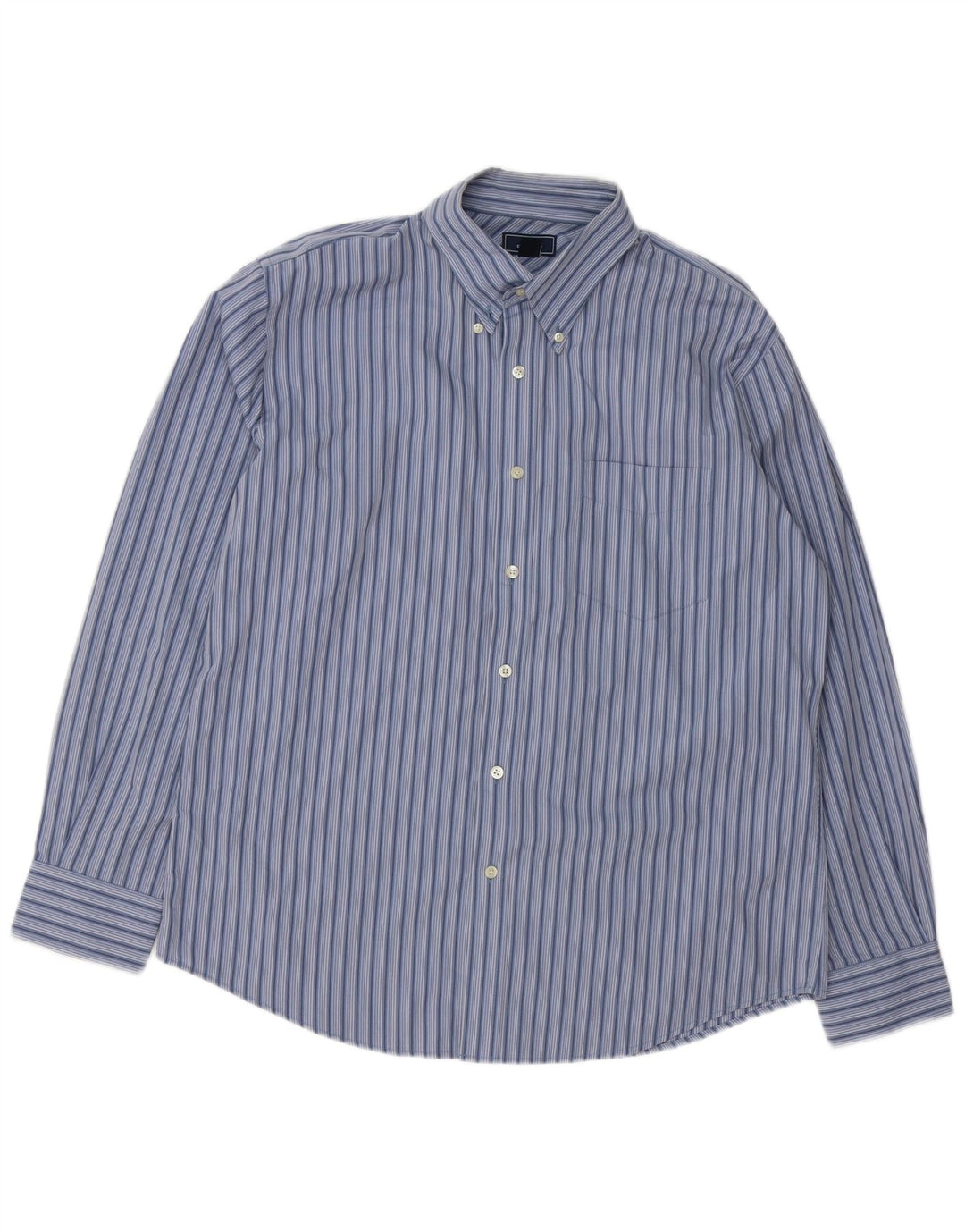 DOCKERS Mens Shirt Size 16 16 1/2 Large Blue Striped Cotton