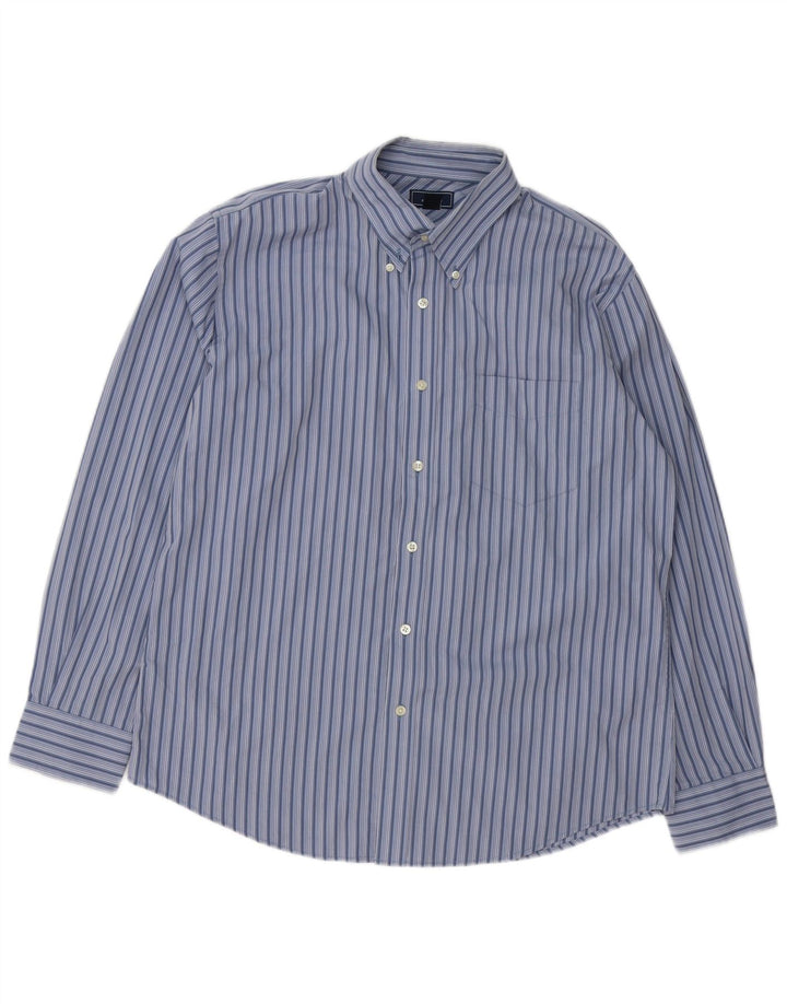 DOCKERS Mens Shirt Size 16 16 1/2 Large Blue Striped Cotton