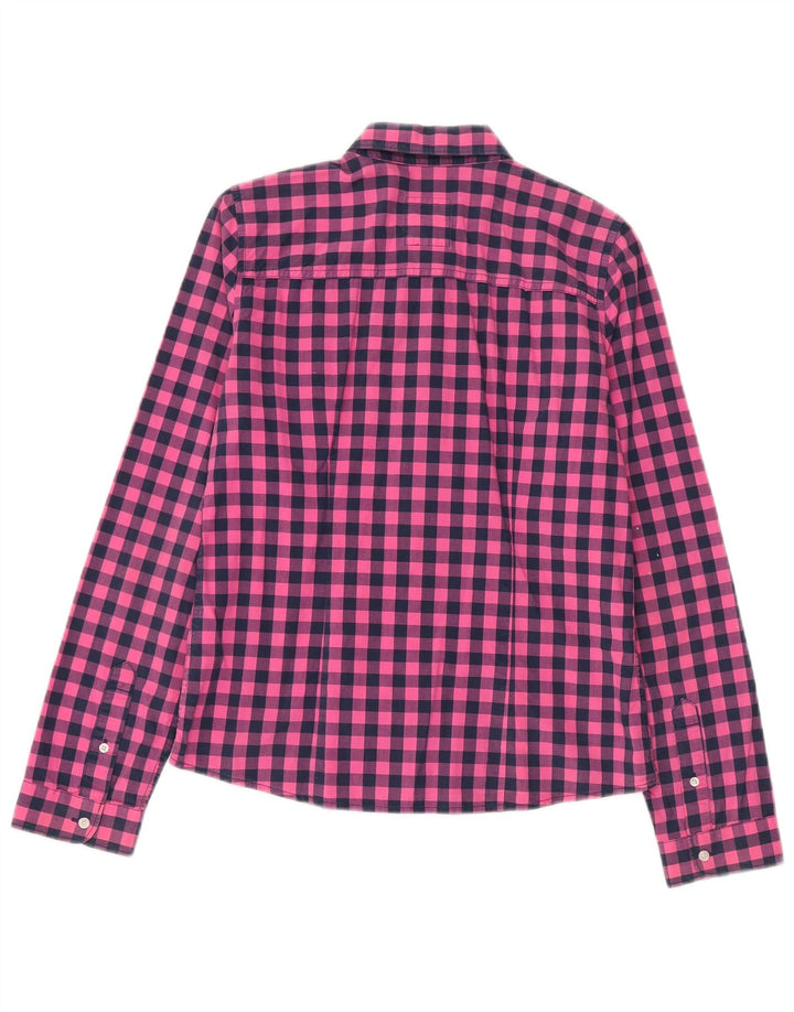 Hollister Womens Shirt UK 14 Medium Pink Gingham Cotton