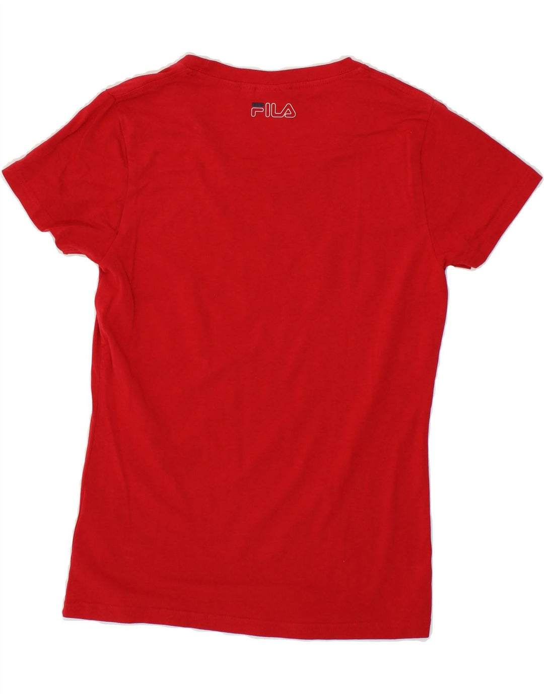 FILA Womens Graphic T-Shirt Top UK 12 Medium Red Cotton Vintage Fila and Second-Hand Fila from Messina Hembry 