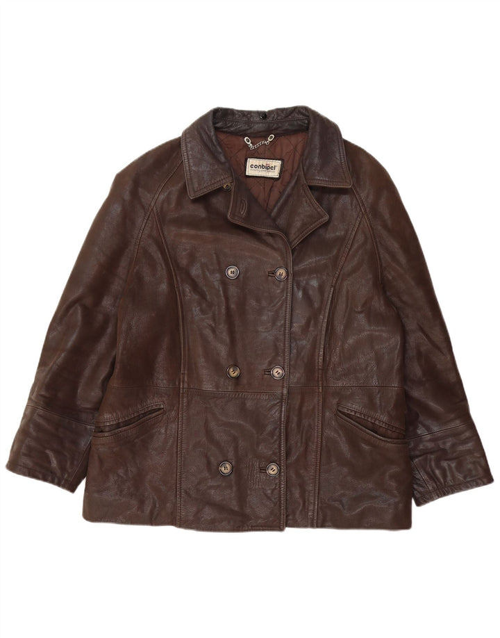 Conbipel Veste en Cuir Croisé Femme IT 48 XL Cuir Marron