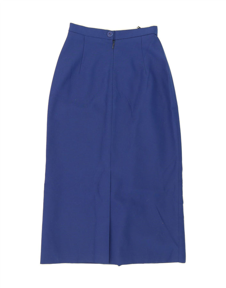 TREVIRA Womens 1 Button 2 Piece Skirt Set UK 10 Small W23  Blue Polyester Vintage Trevira and Second-Hand Trevira from Messina Hembry 