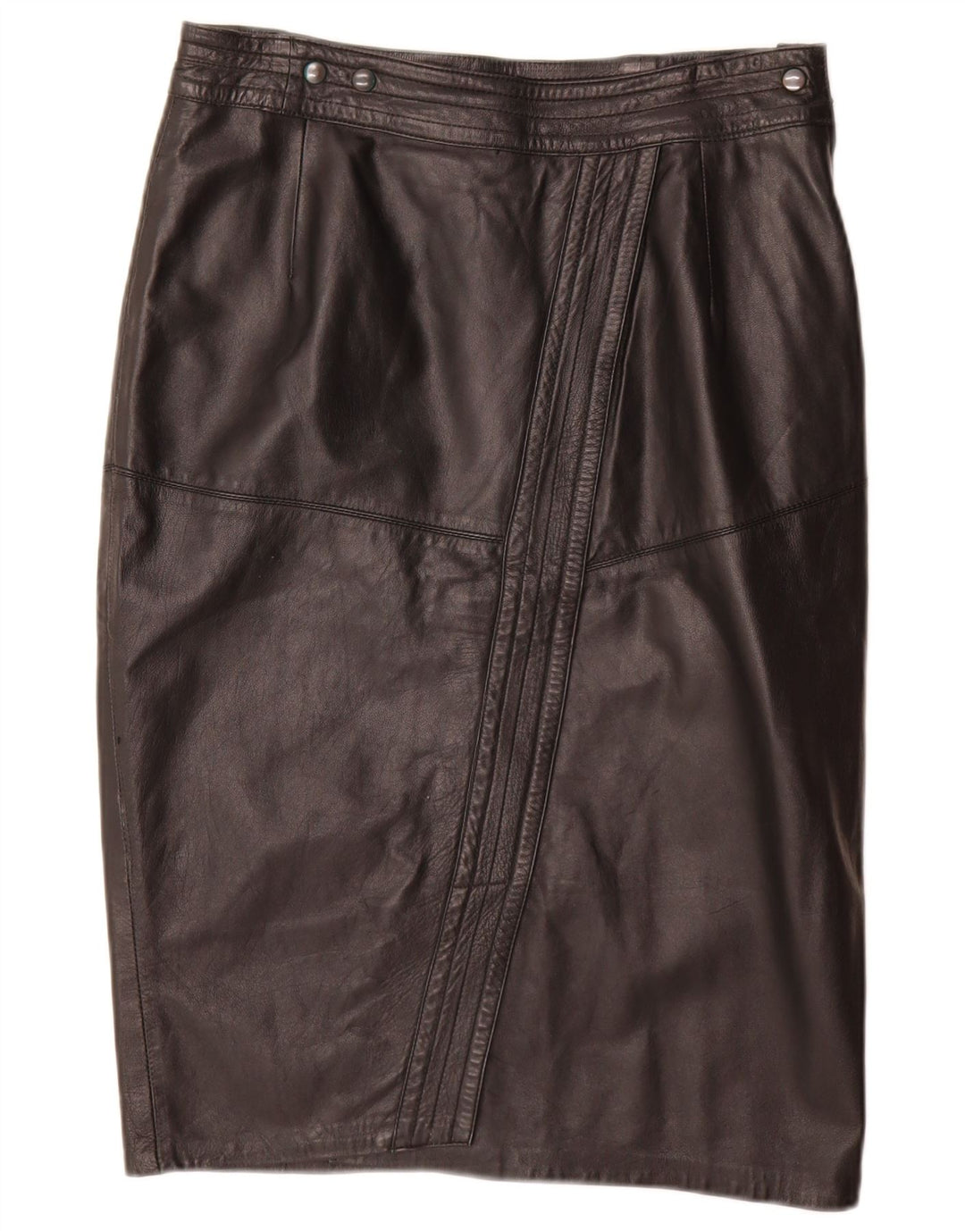 Vintage Damen Leder Bleistiftrock W32 Groß Schwarz