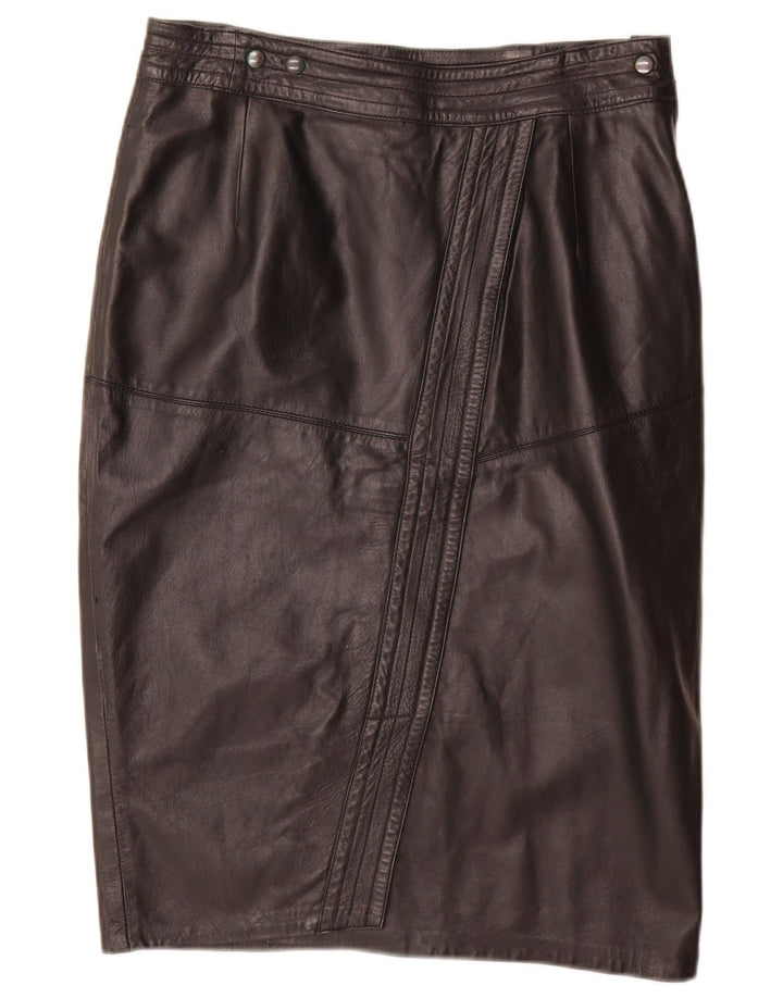 Vintage Damen Leder Bleistiftrock W32 Groß Schwarz