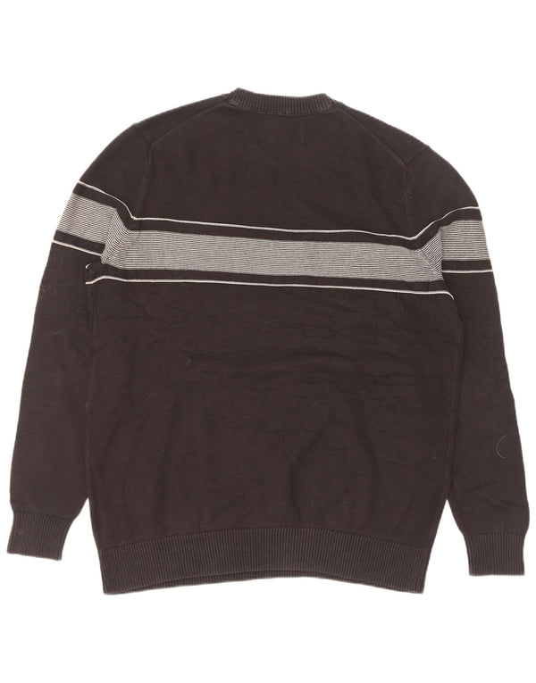 Męski sweter z okrągłym dekoltem Calvin Klein Jeans, duży, czarny, z blokami kolorów