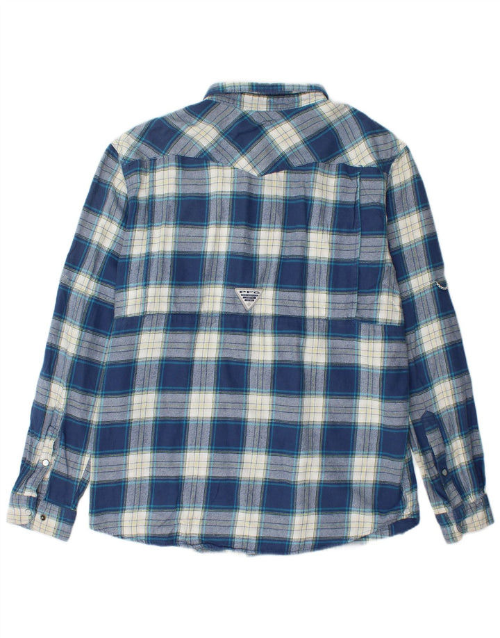 Columbia Mens Flannel Shirt Large Blue Check Cotton