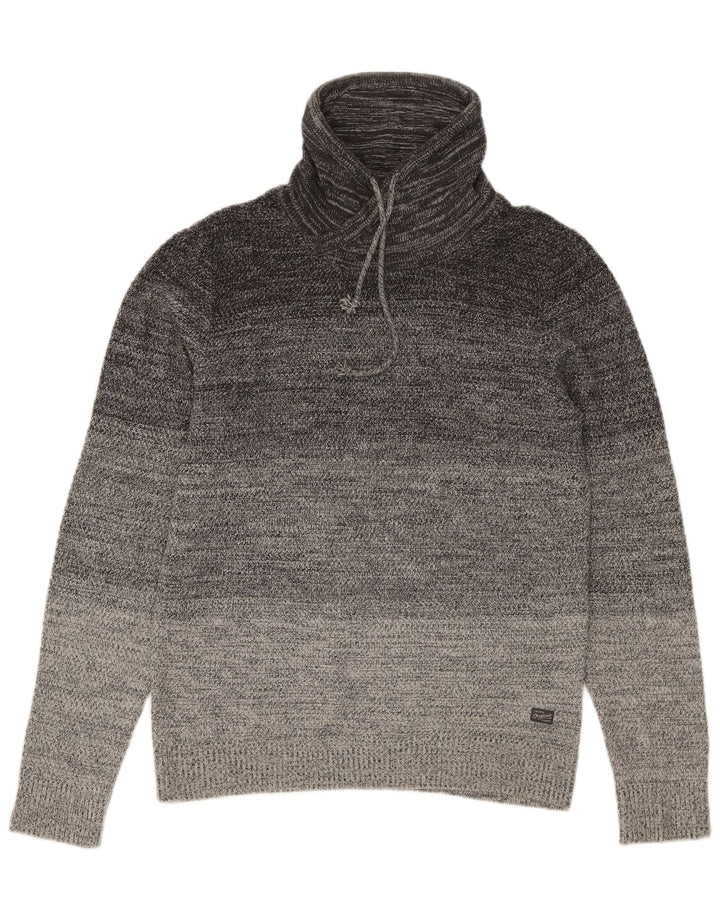 Jack & Jones Mens Roll Neck Jumper Sweater Medium Grey Colourblock Cotton