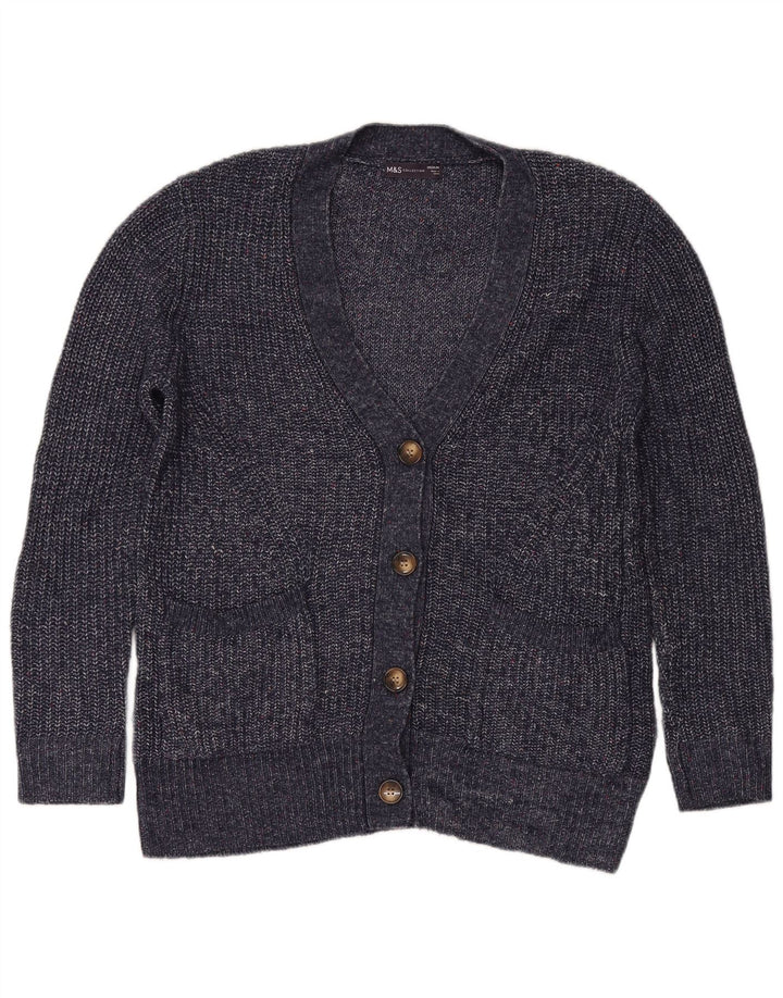 Marks & Spencer Womens Cardigan Sweater UK 14 Medium Navy Blue Flecked
