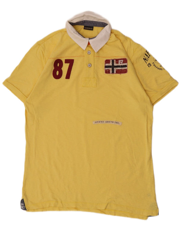 Napapijri Herren Rugby-Poloshirt mit Grafik, XL, Gelb, Farbblock