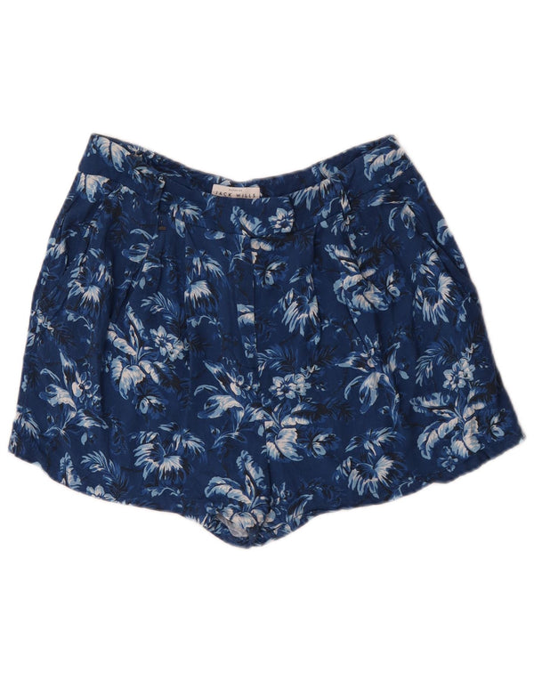 Jack Wills Kvinder Højtalje Casual Shorts UK 12 Medium W28 Blue Floral
