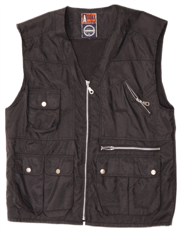 Vintage Herre Utility Gilet UK 38 Medium Black Nylon