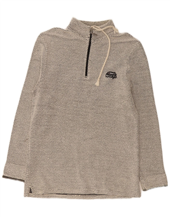 WEIRD FISH Herre Zip Neck Sweatshirt Jumper Large Grå Bomuld