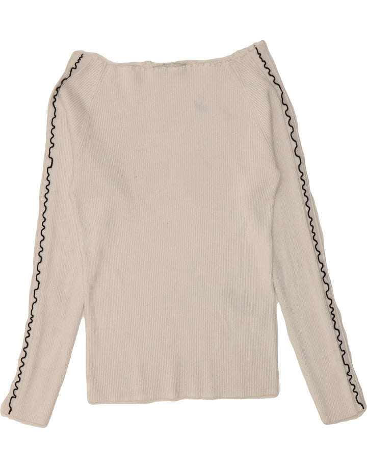 ZARA Womens Long Sleeve Off Shoulder Top UK 14 Large White Viscose Vintage Zara and Second-Hand Zara from Messina Hembry 