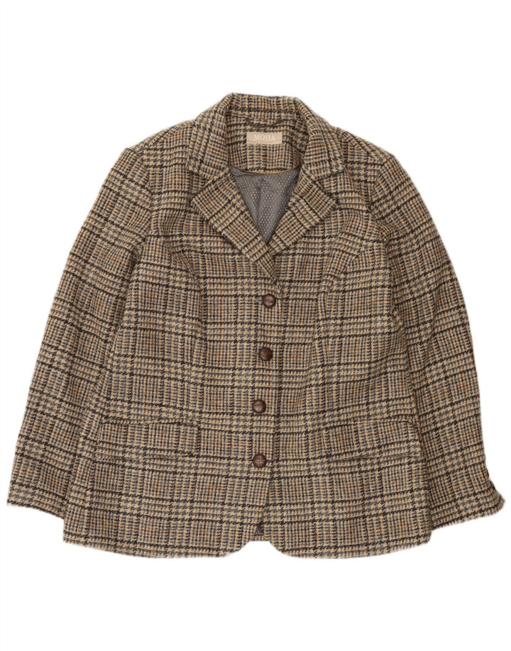 Mona Dame 4-knaps blazerjakke UK 14 Large Brown Houndstooth