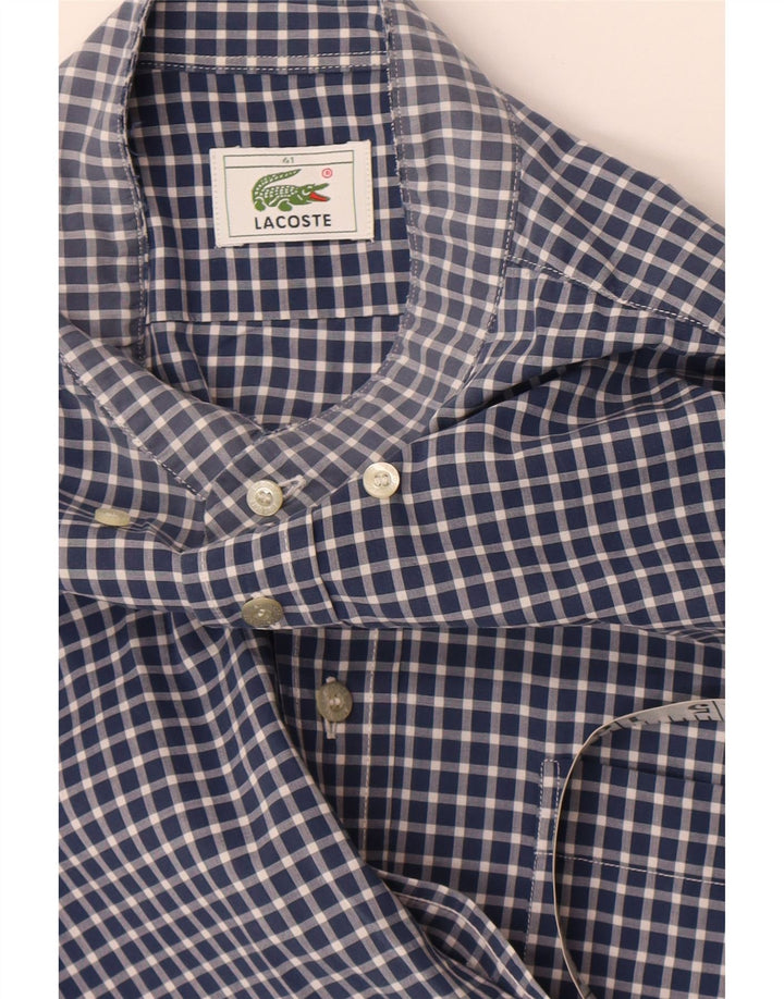 Camicia da uomo Lacoste taglia 41 grande a quadretti blu navy