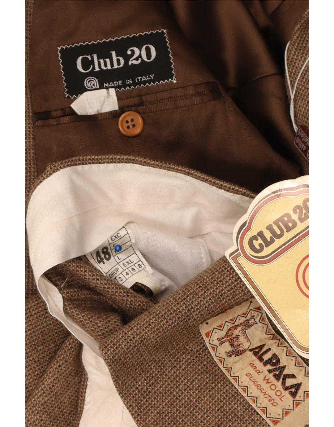 Vintage Ανδρική φόρμα 3 τεμαχίων με 2 κουμπιά IT 48 Medium W30 L31 Καφέ μαλλί αλπακά