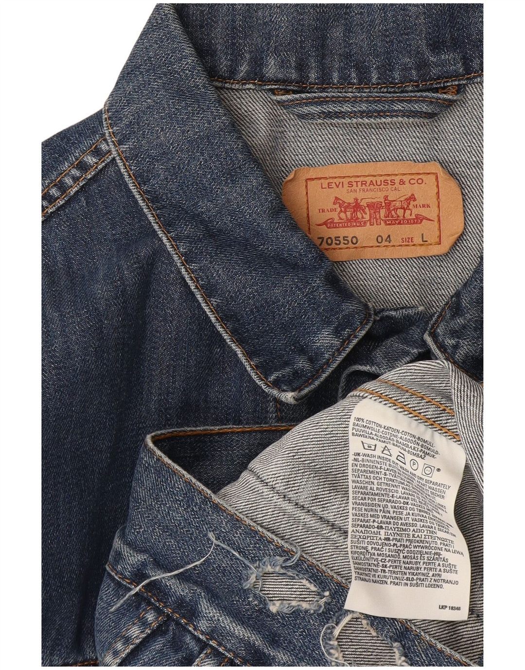 Levi's Herre 70550 Denimjakke UK 40 Stor Blå Bomuld