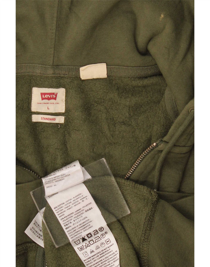 Levi's Mens Standard Zip Hoodie Sweater Large Khaki Cotton
