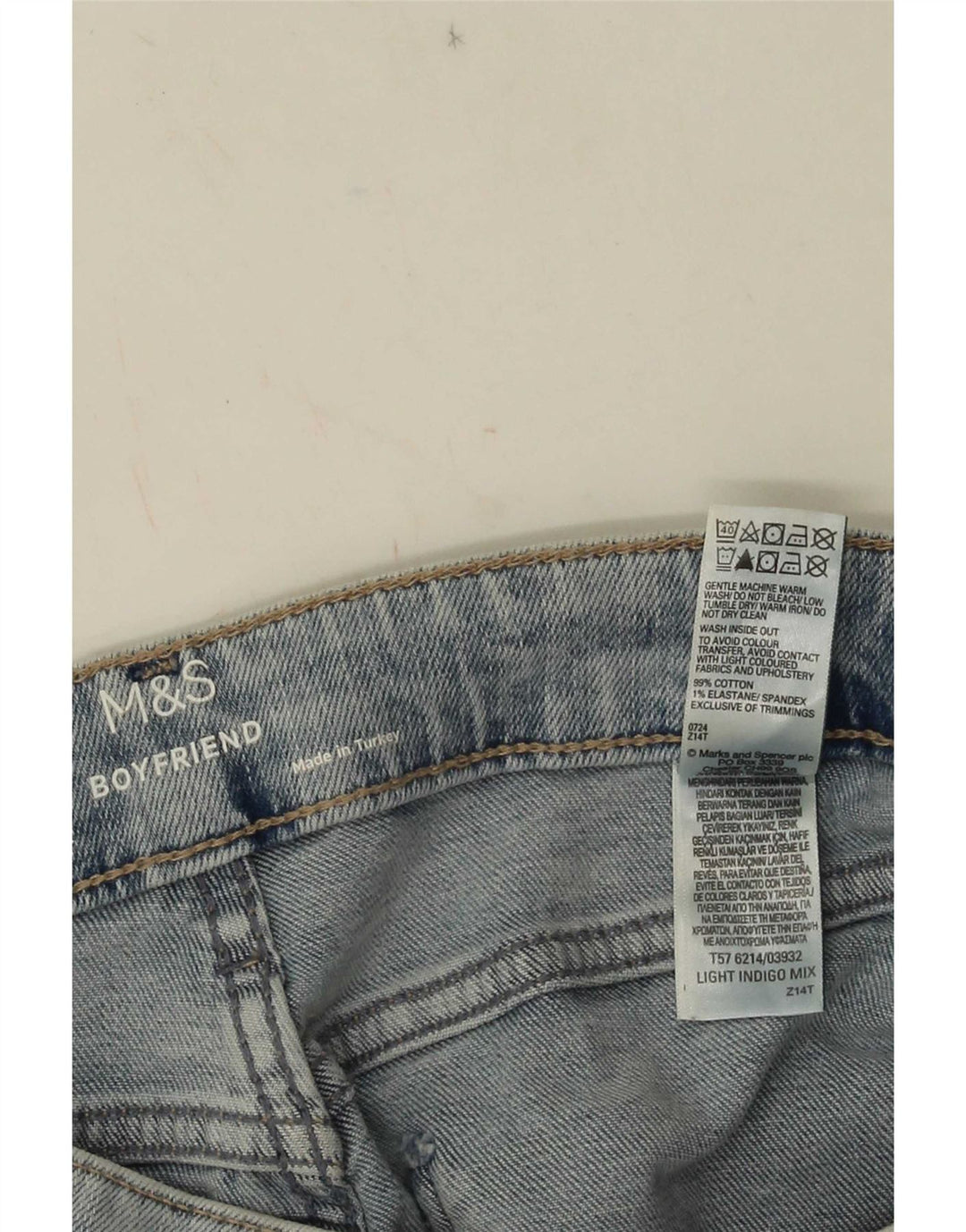 Marks & Spencer Womens Tapered Jeans UK 12 Medium W28 L27 Blue