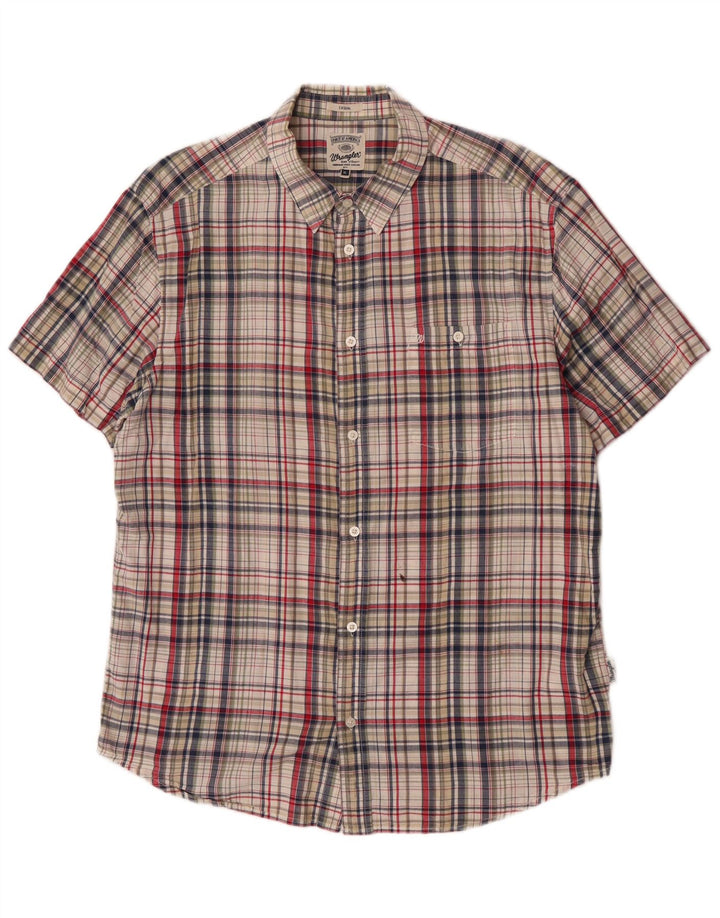 Wrangler Mens Short Sleeve Shirt XL Multicoloured Check Cotton