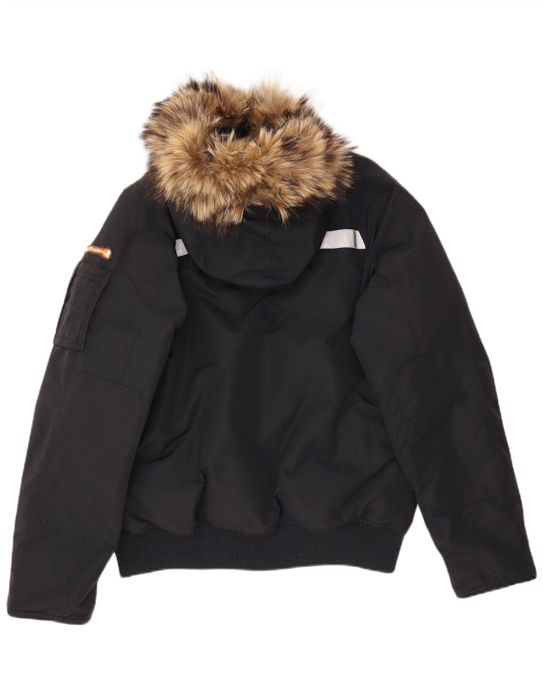 Goose & Gander Mens Hooded Padded Bomber Jacket IT 48 Medium Black Nylon