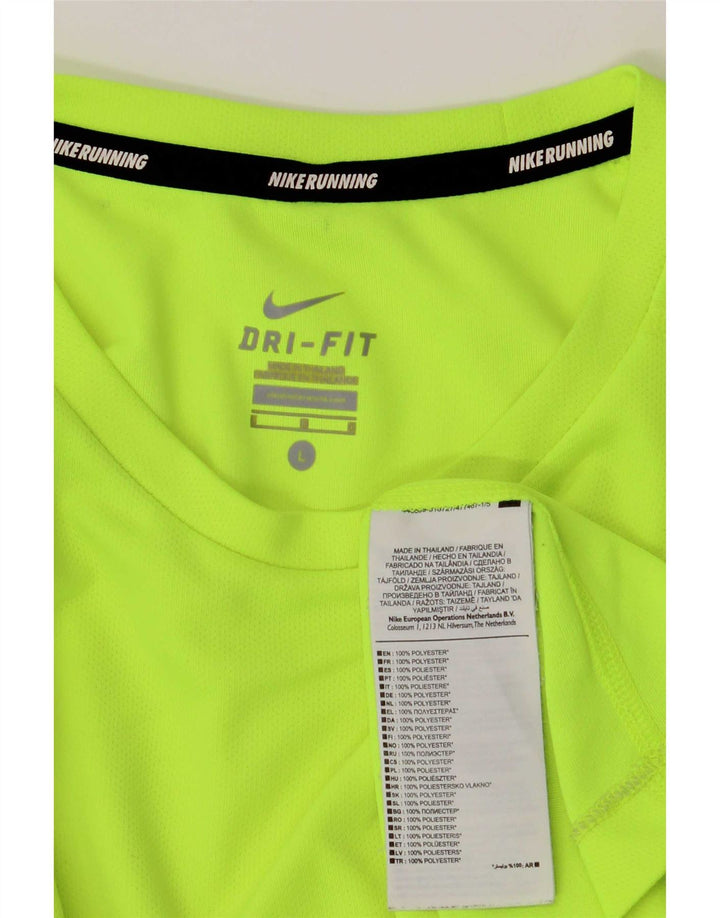 Nike - Camiseta Dri Fit para hombre, manga larga, poliéster verde grande