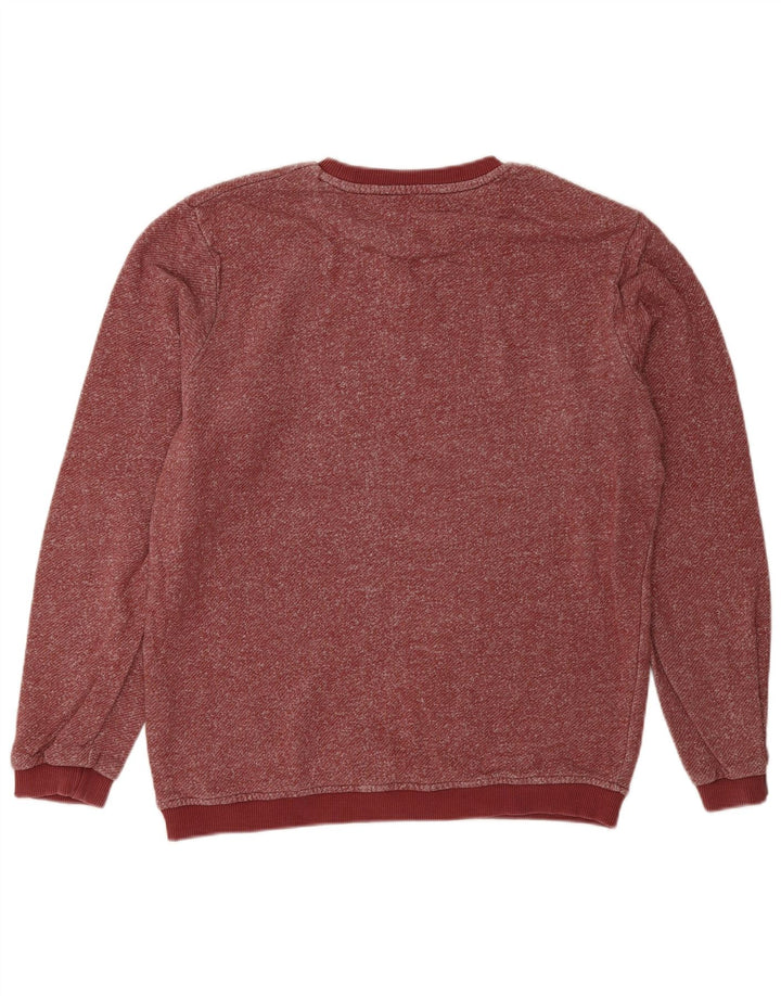 Jack & Jones Mens Graphic Sweatshirt Jumper Medium Burgundy Flecked Cotton
