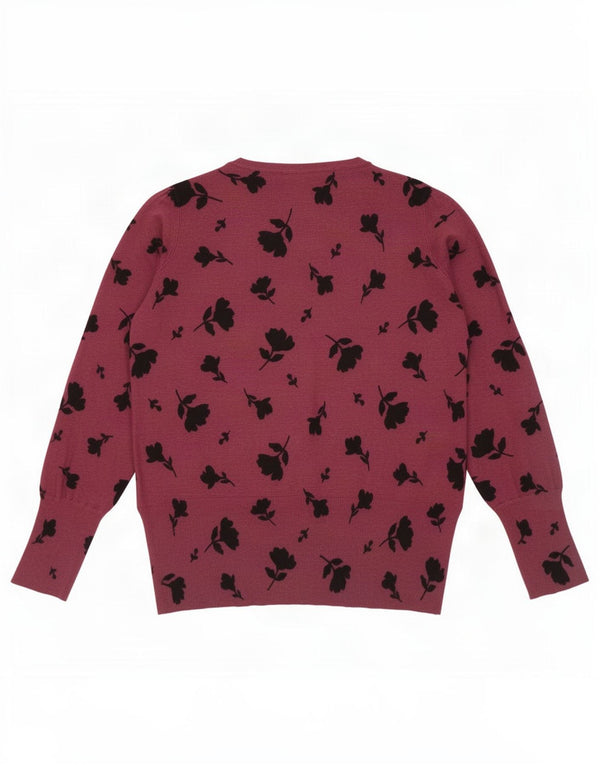 Maglione maglione con scollo a barca da donna Marks & Spencer UK 16 grande rosso floreale