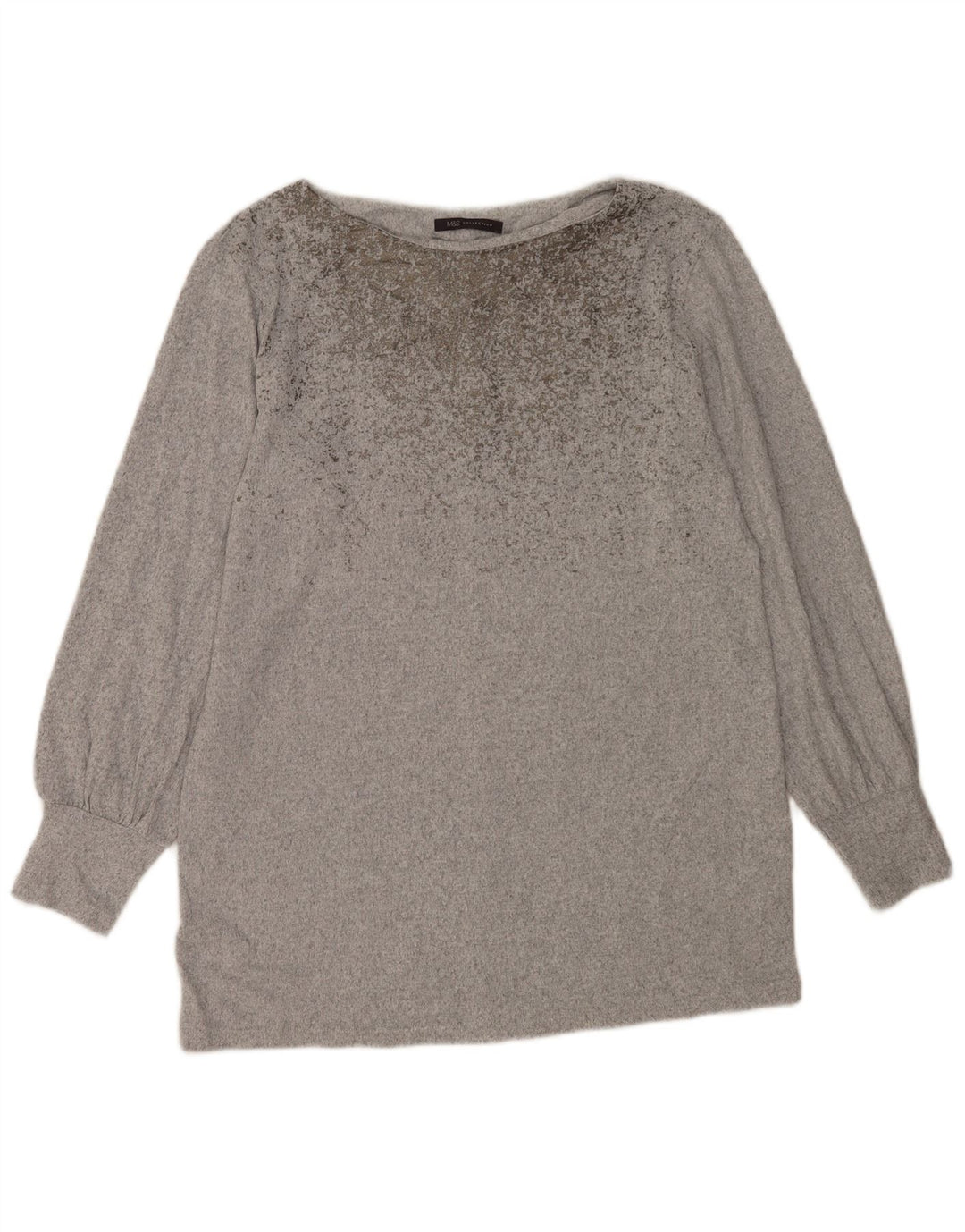 Marks & Spencer Womens Blouse Top UK 14 Medium Grey Flecked Polyester