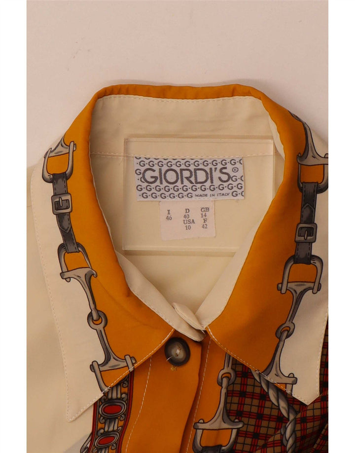 Giordi's Womens Graphic Shirt Blouse UK 14 Large White Check
