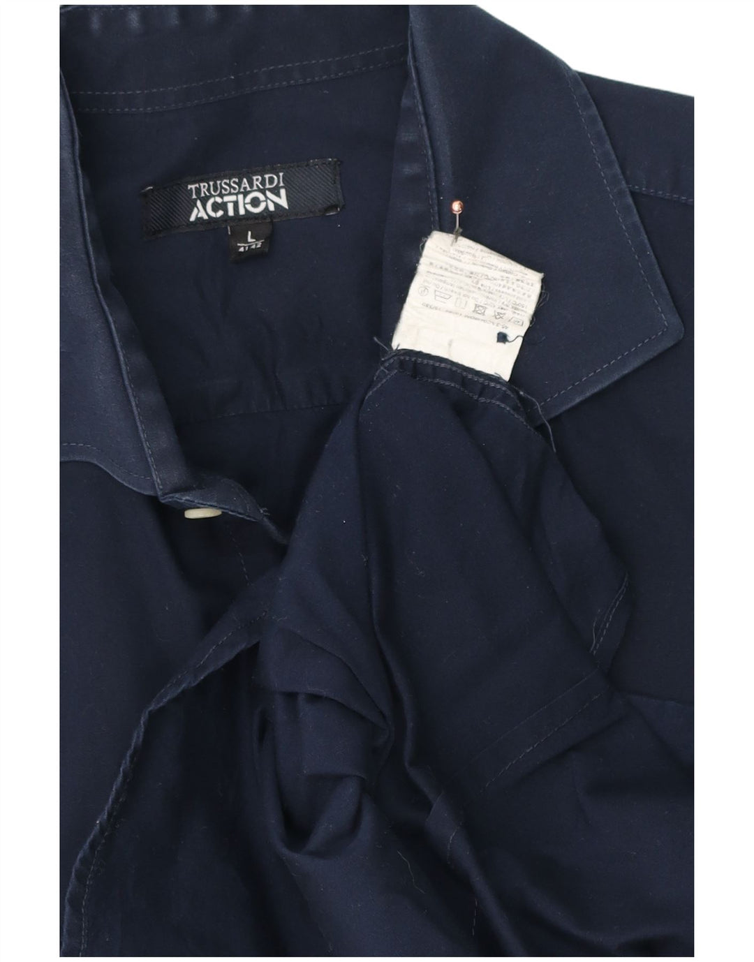 Trussardi Mens Shirt Size 41/42 Large Navy Blue Cotton