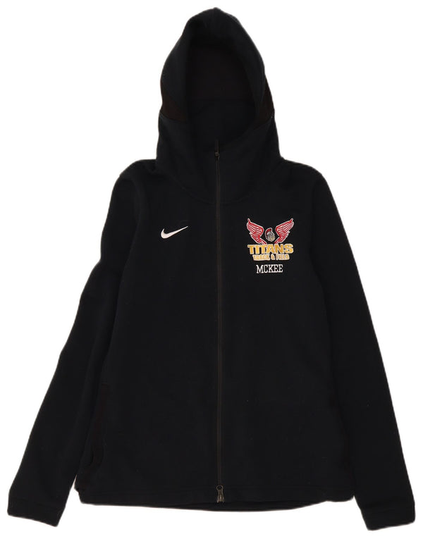 Женский свитер с капюшоном и молнией с графическим рисунком Nike Dri Fit UK 12, средний черный полиэстер