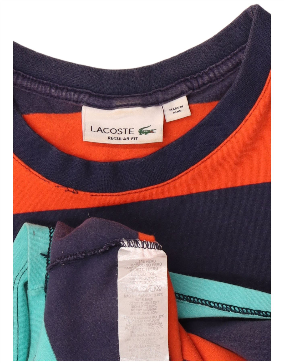 Lacoste Womens Graphic T-Shirt Top UK 14 Medium Multicoloured Striped