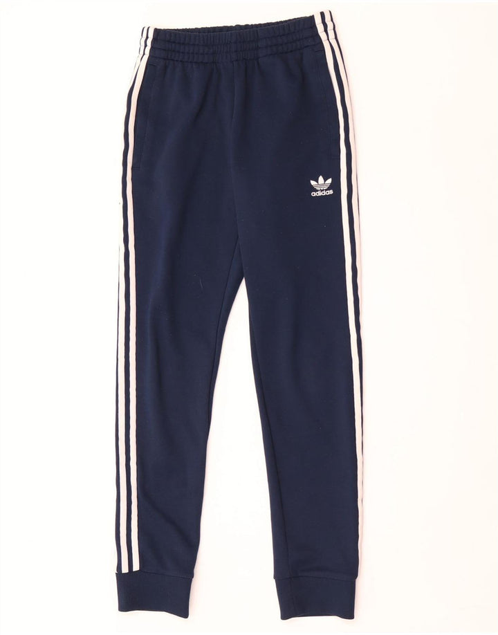 Adidas Mens Tracksuit Trousers Joggers XS Navy Blue Polyester