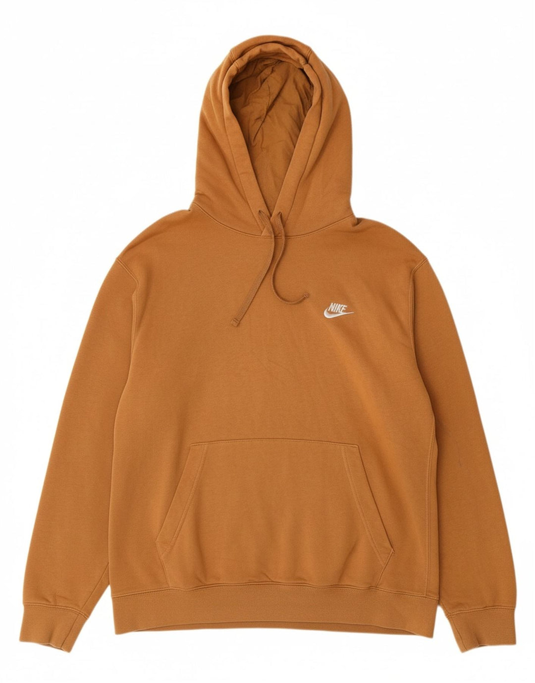 NIKE Mens Hoodie Jumper Large Brown Cotton