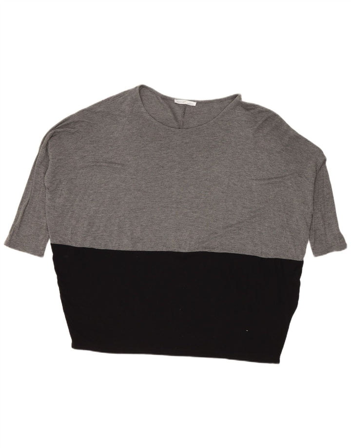 Top supradimensionat pentru femei Zara cu mâneci 3/4 UK 14 Medium Gri Colorblock