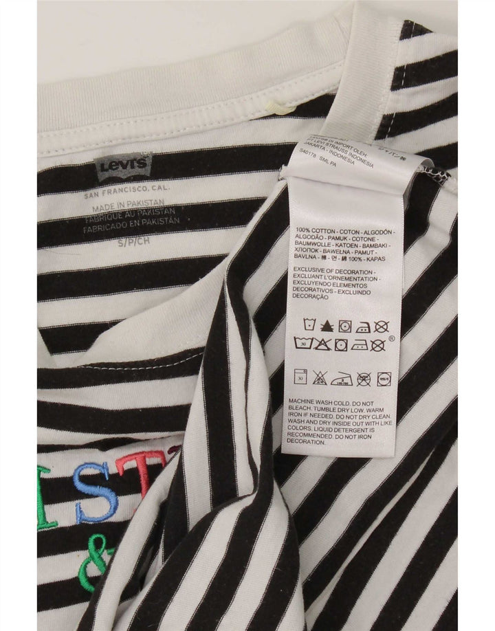 Levi's Womens Oversized Graphic Top Long Sleeve UK 10 Small Black Striped