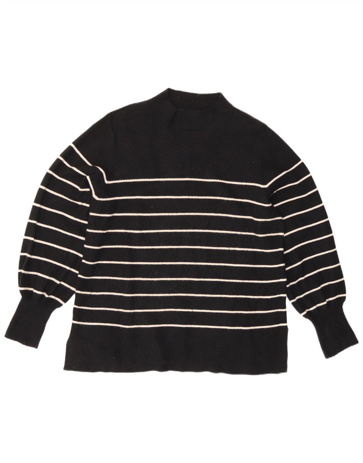 Maglione maglione a collo alto da donna Marks & Spencer UK 16 grandi righe nere