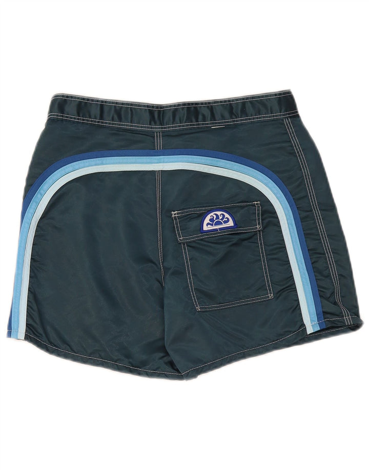 Sundek Mens Swimming Shorts Small Navy Blue Striped Nylon