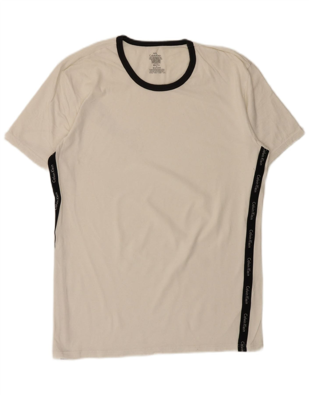 CALVIN KLEIN Mens Graphic T-Shirt Top Medium White Cotton