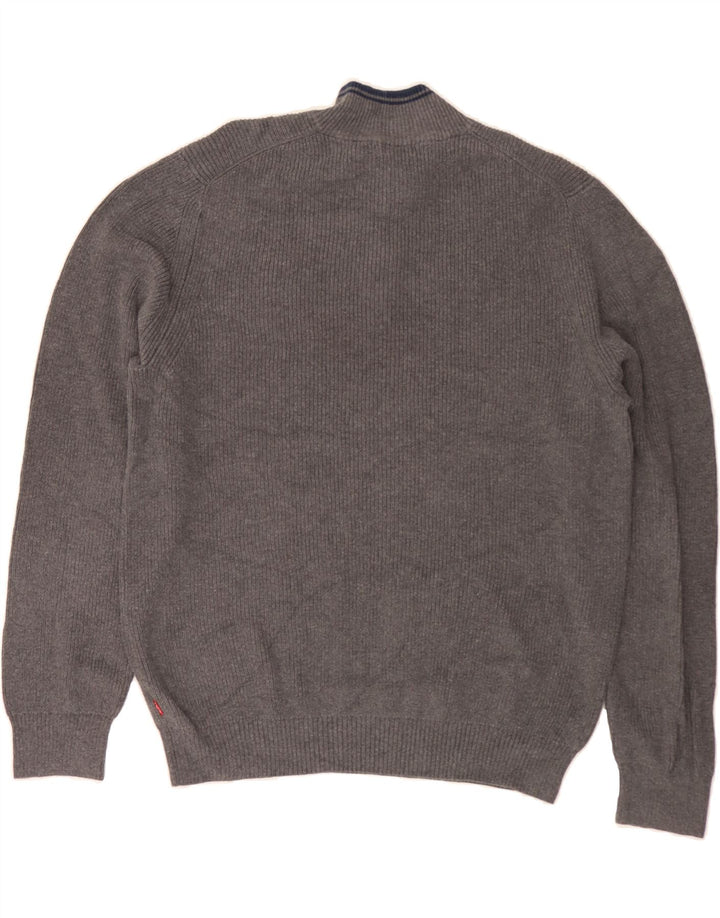 IZOD Mens Zip Neck Jumper Sweater XL Grey Cotton Vintage Izod and Second-Hand Izod from Messina Hembry 