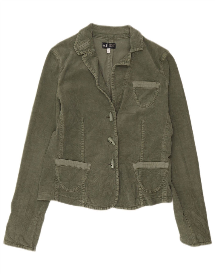 Armani Jeans Dame 3-knaps Corduroy Blazer Jacket UK 16 Large Khaki
