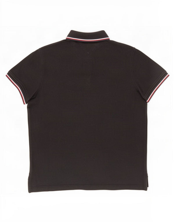 Tommy Hilfiger Mens Slim Fit Polo Shirt Large Black Cotton