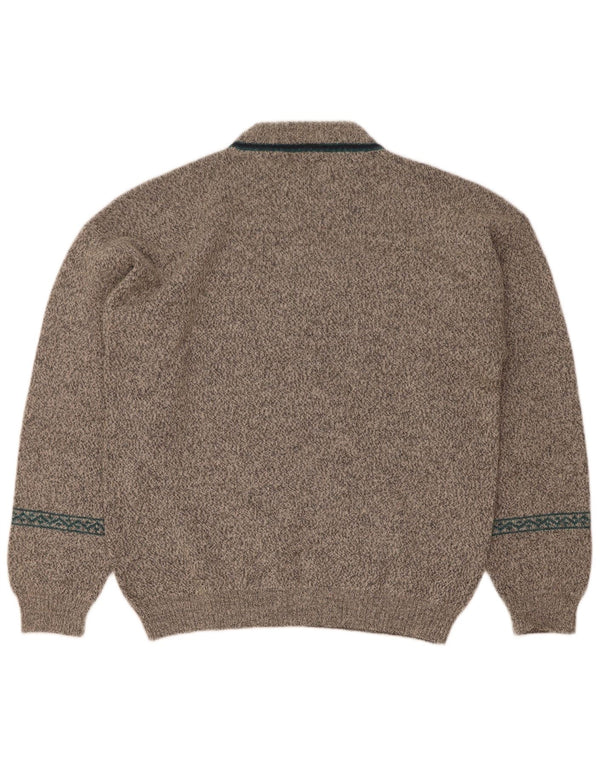Conte of Florence Herre Crew Neck Jumper Sweater IT 52 Large Grey Floral