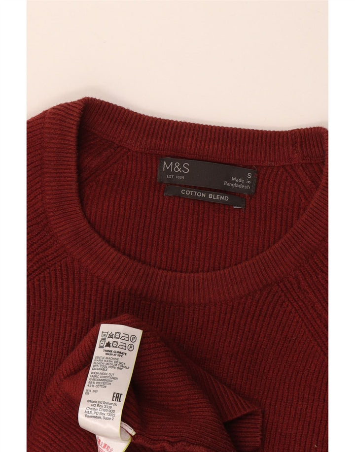 Marks & Spencer Pull à col rond pour homme Petit Polyester Bordeaux
