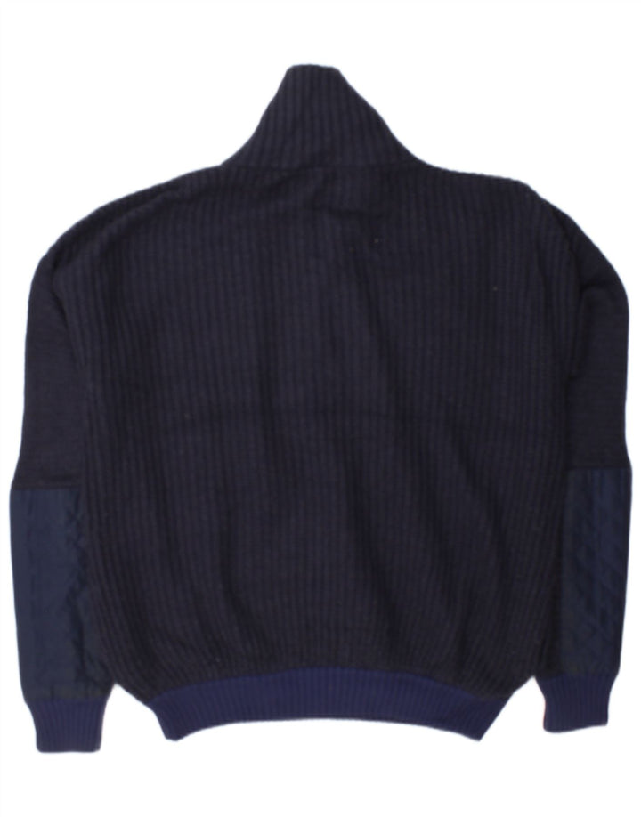 Topshop Womens Oversized Zip Neck Jumper Sweater UK 12 Medium Navy Blue