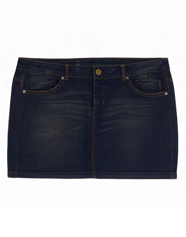 Guess Femme Mini Jupe En Jean W32 Large Bleu Marine Coton