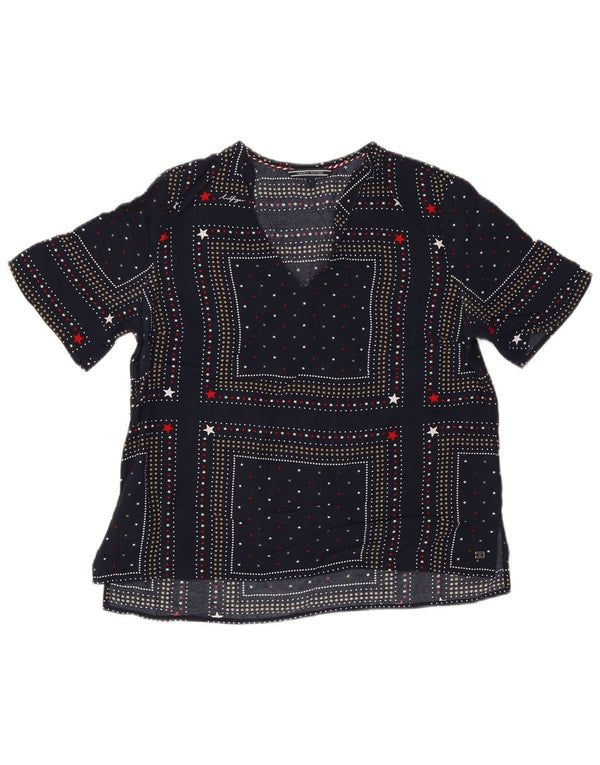 Tommy Hilfiger Damen-Blusenoberteil US 6 Medium Navy Blue Spotted
